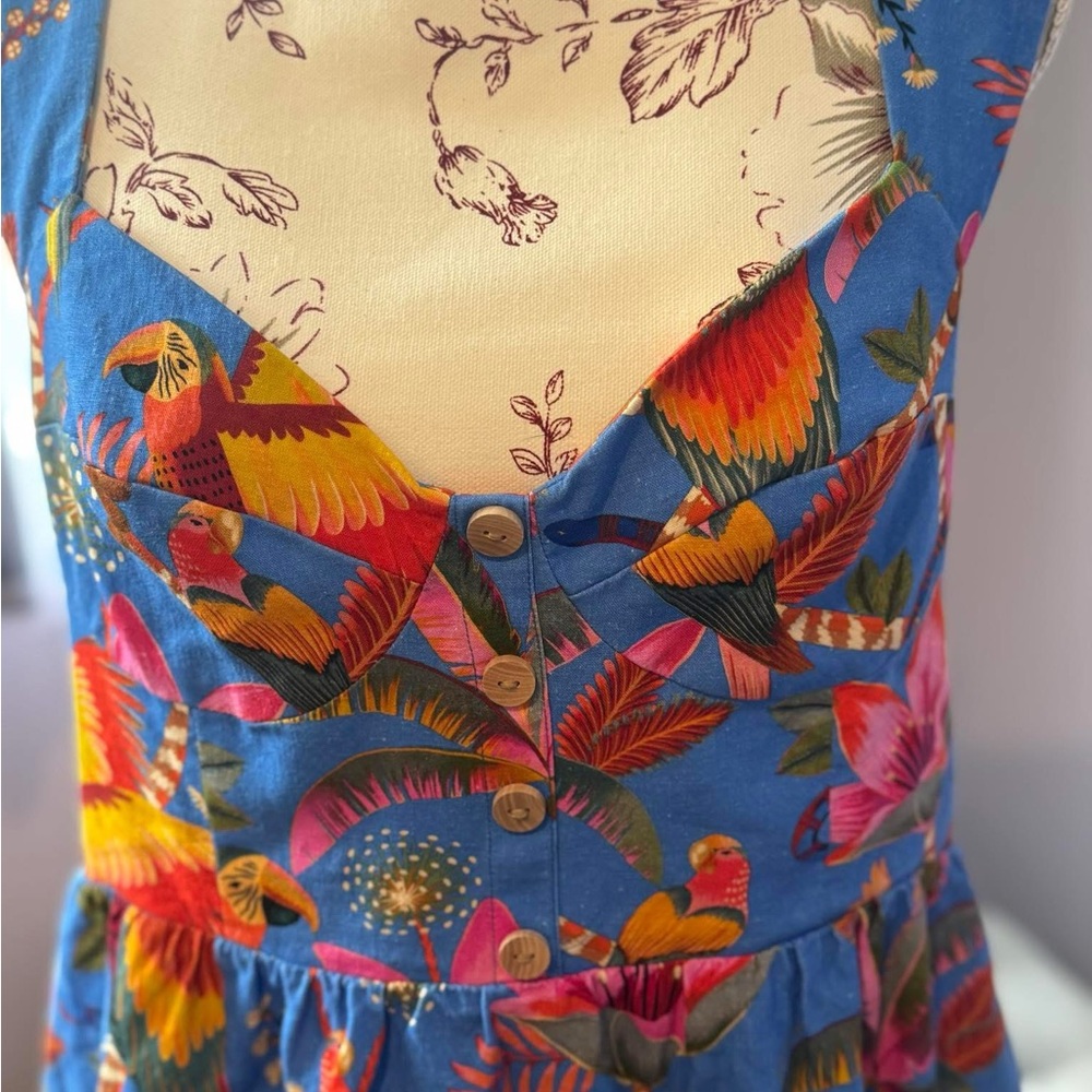 FARM Rio Blue Parrot Print Mini Dress - Picture 2 of 5